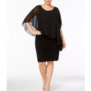 Betsy and Adam size 18W chiffon sheath black dress